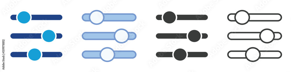 Poster adjustment icons collection – multiple vector styles icons
