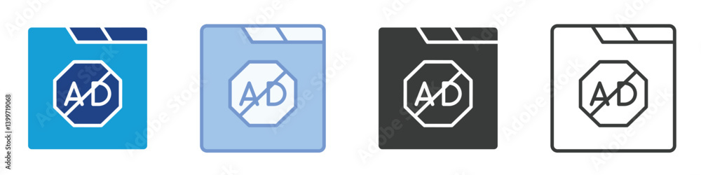 Poster ads block icons collection – multiple vector styles icons