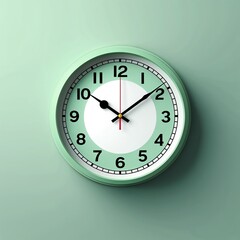 Mint green wall clock vector art illustration on plain white background
