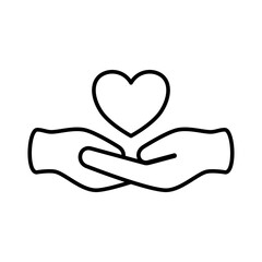 Obraz premium hand icon with heart, simple flat style, illustration, logo sign symbol pictogram template, for ui or ux isolated on white for mobile app, editable