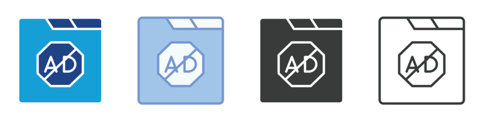 Ads Block Icons Collection – Multiple Vector Styles Icons