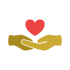 hand icon with heart, simple flat style, illustration, logo sign symbol pictogram template, for ui or ux isolated on white for mobile app, editable