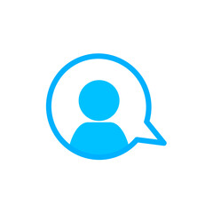 user chat icon, simple flat style, illustration, logo sign symbol pictogram template, for ui or ux isolated on white for mobile app, editable