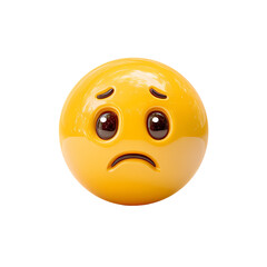 3D Rendered Sad Emoji Isolated on Transparent Background
