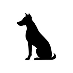 Silhouette of a dog sitting with pointy ears and a sleek body in a side profile view image