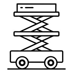 Reach High: Scissor Lift Machine Outline Coloring Page

