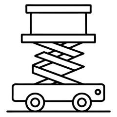 Reach High: Scissor Lift Machine Outline Coloring Page

