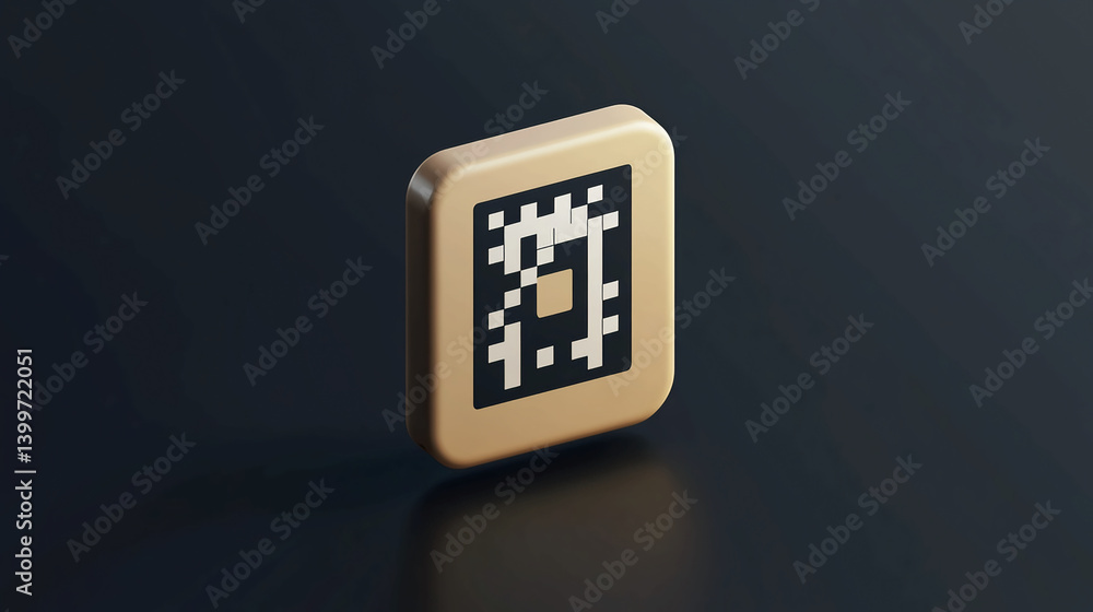 Poster golden qr code design element for business card or website technology scan icon for mobile app conce