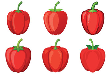 Collection of Six Red Bell Peppers vector illustration Illustrations Variety of Shapes and Sizes