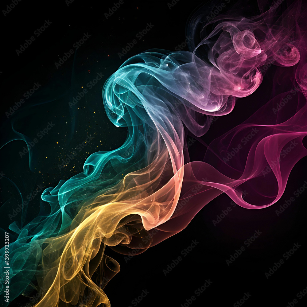 Aufkleber a dynamic background featuring swirling, semi-transparent shapes in vibrant hues, creating a sense o