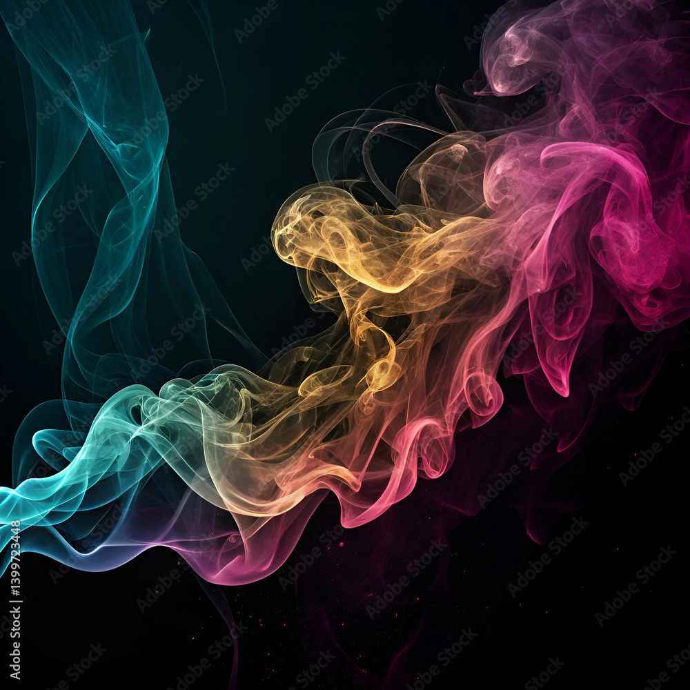 Aufkleber a dynamic background featuring swirling, semi-transparent shapes in vibrant hues, creating a sense o