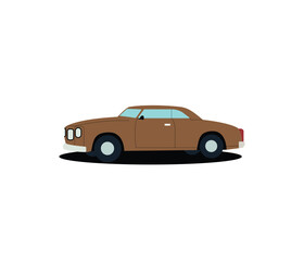 PrintFlat Vector Illustration of a Vintage Brown Classic Car Side View