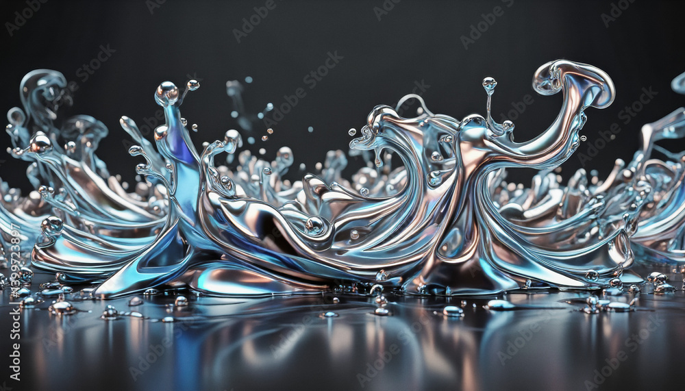 Poster everyday objects - for downstream advertisement and design: a dynamic, abstract splash of liquid, re