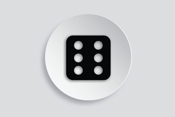 Dice icon showing number six, suitable for games, chance, or entertainment themes.
