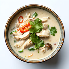 Savoring thai tom kha gai coconut chicken soup thailand food kitchen isolated culinary delight