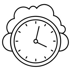 Timeless Clouds: Wall Clock with Clouds Outline Coloring Page