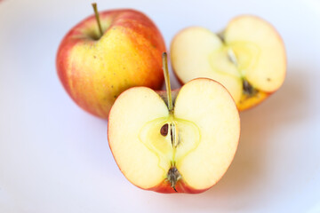 beautiful red apples on a plate
