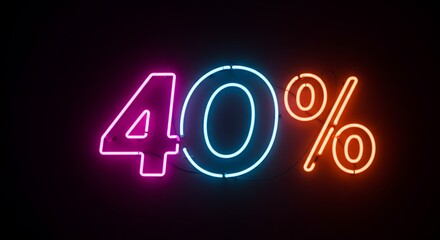 an eye-catching 40% neon light display with a retro aesthetic