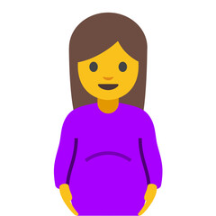 Pregnant Woman Emoji (Yellow Skin Tone, Brown Hair)
