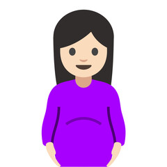Pregnant Woman Emoji (Light Skin Tone, Black Hair)
