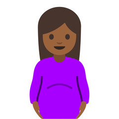 Pregnant Woman Emoji (Medium-Dark Skin Tone, Brown Hair)
