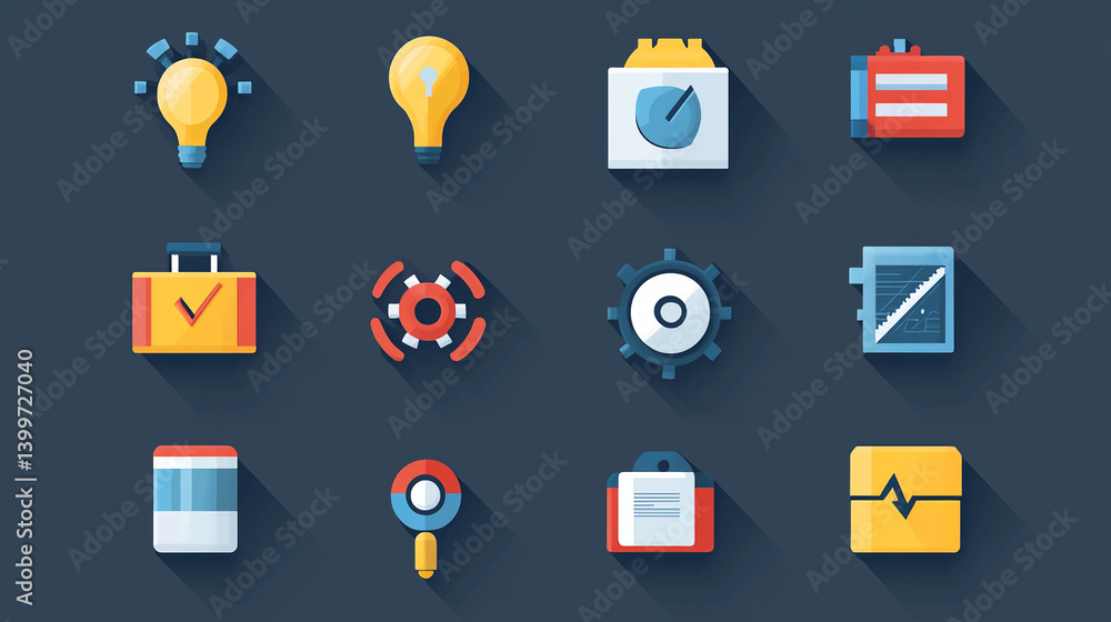 Poster flat design business icons vector set for ui ux design and web development user interface elements