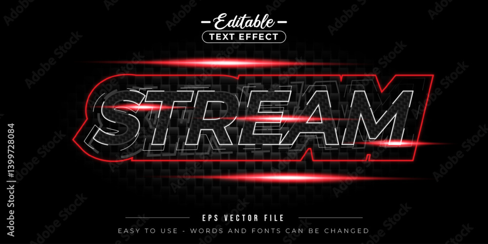 Poster stream text, editable text effect.