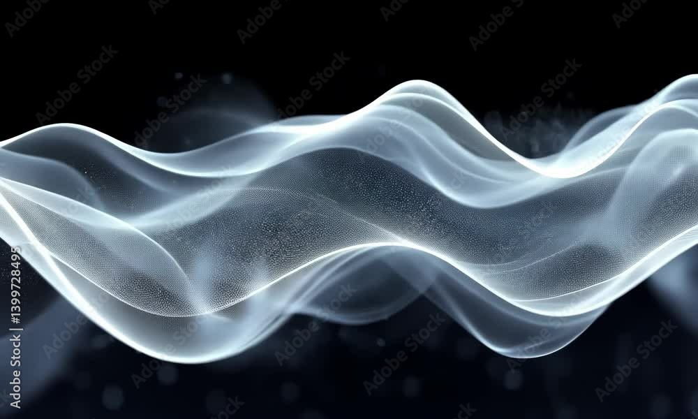Poster mesmerizing abstract wave motion with glittering particles on a dark backdrop