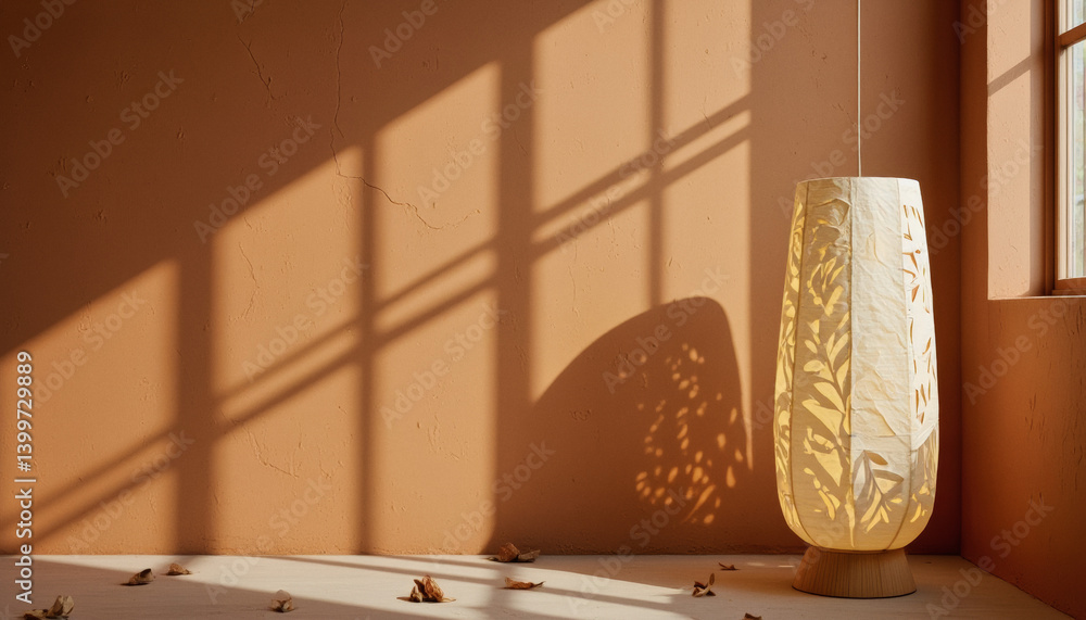 Poster everyday objects - for downstream advertisement and design: warm sunlight streams through a window, 