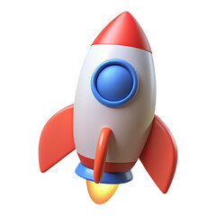 3D Rendered Cartoon Rocket Ship on transparent  Background