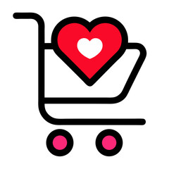 Shopping Cart with Heart Logo Representing E-commerce, Shopping, and Customer Love