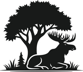 Silhouette of a woodland animal moose