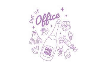 Out of office, Hand Drawn Summer SVG T Shirt Design