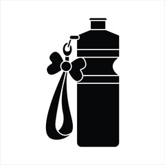 Water Bottle with Bow Strap - Stationery Flat Icon Silhouette