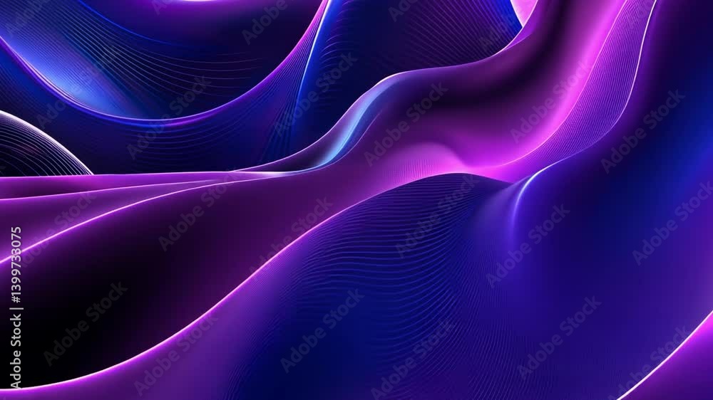 Poster dynamic fluid waves vibrant abstract design of smooth purple and blue gradients with mesmerizing tex