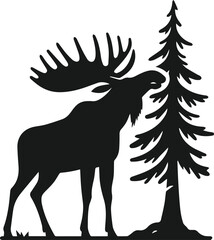 Silhouette of a woodland animal moose