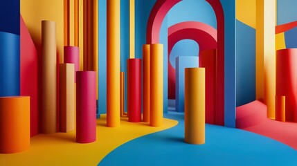 Fototapeta premium Vibrant Geometric Abstract Interior