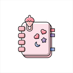 Cute Notebook with Lock and Sticker Details