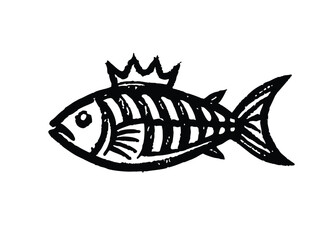 royal king mascot logo design vector with modern illustration concept style. Colorful Flower horn fish mandala arts isolated on black background
