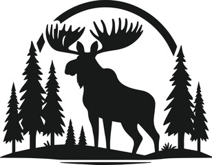 Silhouette of a woodland animal moose