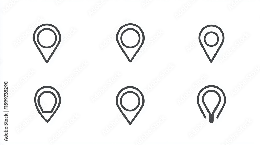 Poster location pin icon vector set for map and gps navigation symbol design element graphic for mobile app