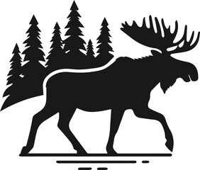 Silhouette of a woodland animal moose