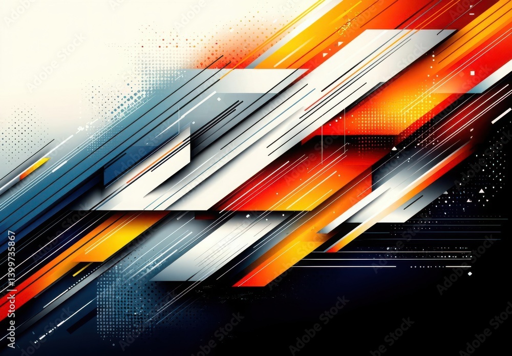 Poster dynamic abstract artwork featuring vibrant colors and sharp lines, perfect for modern design project