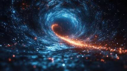 Obraz premium Cosmic swirl with fiery trail in sparkling nebula