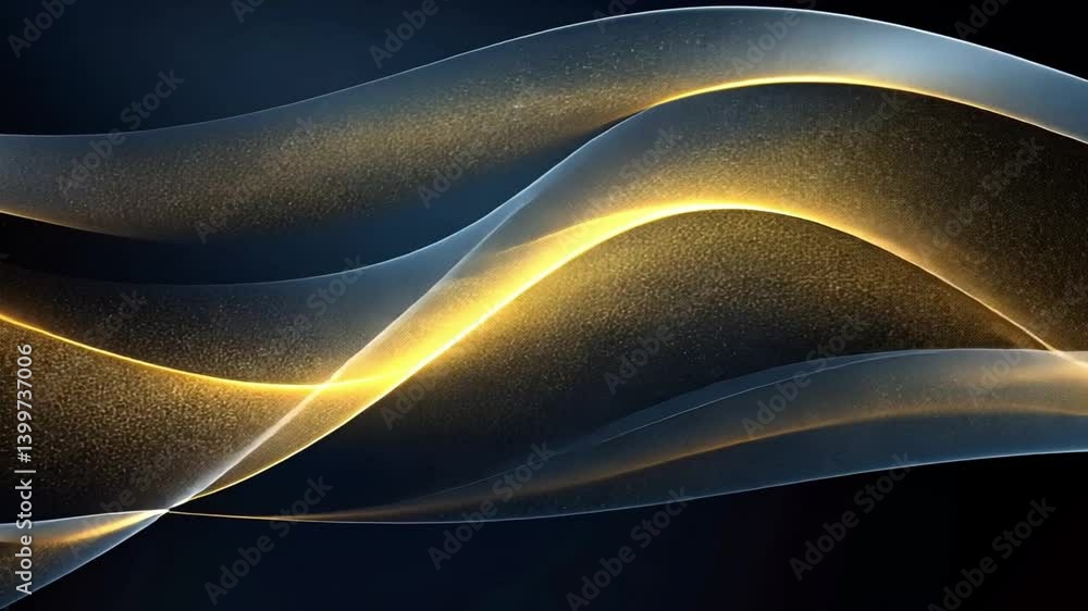Poster elegant abstract waves of blue and gold fluid design of light and shadow with mesmerizing texture an