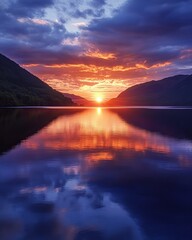 Breathtaking sunset over Loch Ness creates stunning reflections on tranquil waters during National Tartan Day celebration
