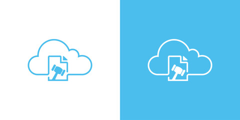 Cloud with Hammer for Law Logo Design