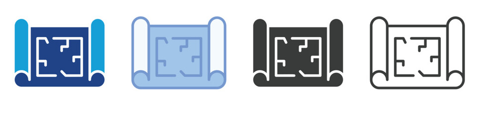 Blue print sceme Icons Collection &ndash; Multiple Vector Styles Icons