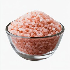 pink coarse salt in glass bowl clipart, food styling element, 3D style, blush tones, isolated on white background