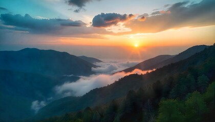 Obraz premium Morning Mist Over Phu Kradueng